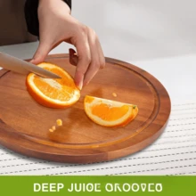 Compact Wooden Cutting Board - Natural Composite Wood, Food Safe, Multi-Purpose Kitchen Cutting Board, Food Tray, Suitable For Holidays And Daily Use, Homemade Food Prep Cutting Board - Brown - View 3