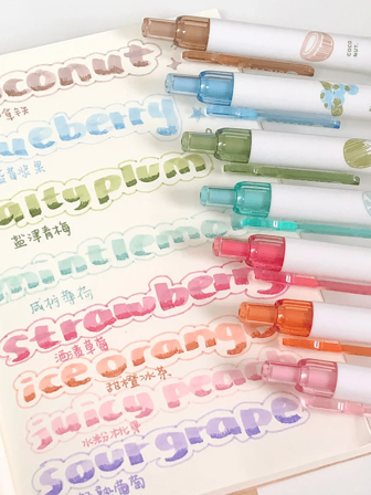4 pièces Ensemble de stylos gel colorés de 0,5 mm Stylo aromatique Motif 3D de fruits, fraises et raisins, citrouille, schéma de couleurs d'Halloween. Stylo signature, écriture, dessin, manuel, bureau, école. Convient pour le bureau, les réunions, les études, la prise de notes, la calligraphie, le surlignage, la rentrée scolaire, les cadeaux d'Halloween