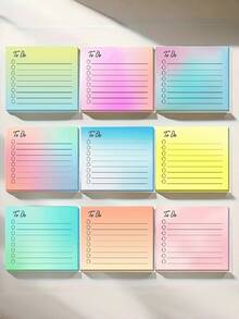 50/150 件渐变色多色计划便签，个性化记事本，横向版本，适合学生、办公室工作人员、家庭使用、学校用品、返校用品、办公用品、办公桌配件、返校配件、办公与学习用品 > 笔记本与书写板 > 便签