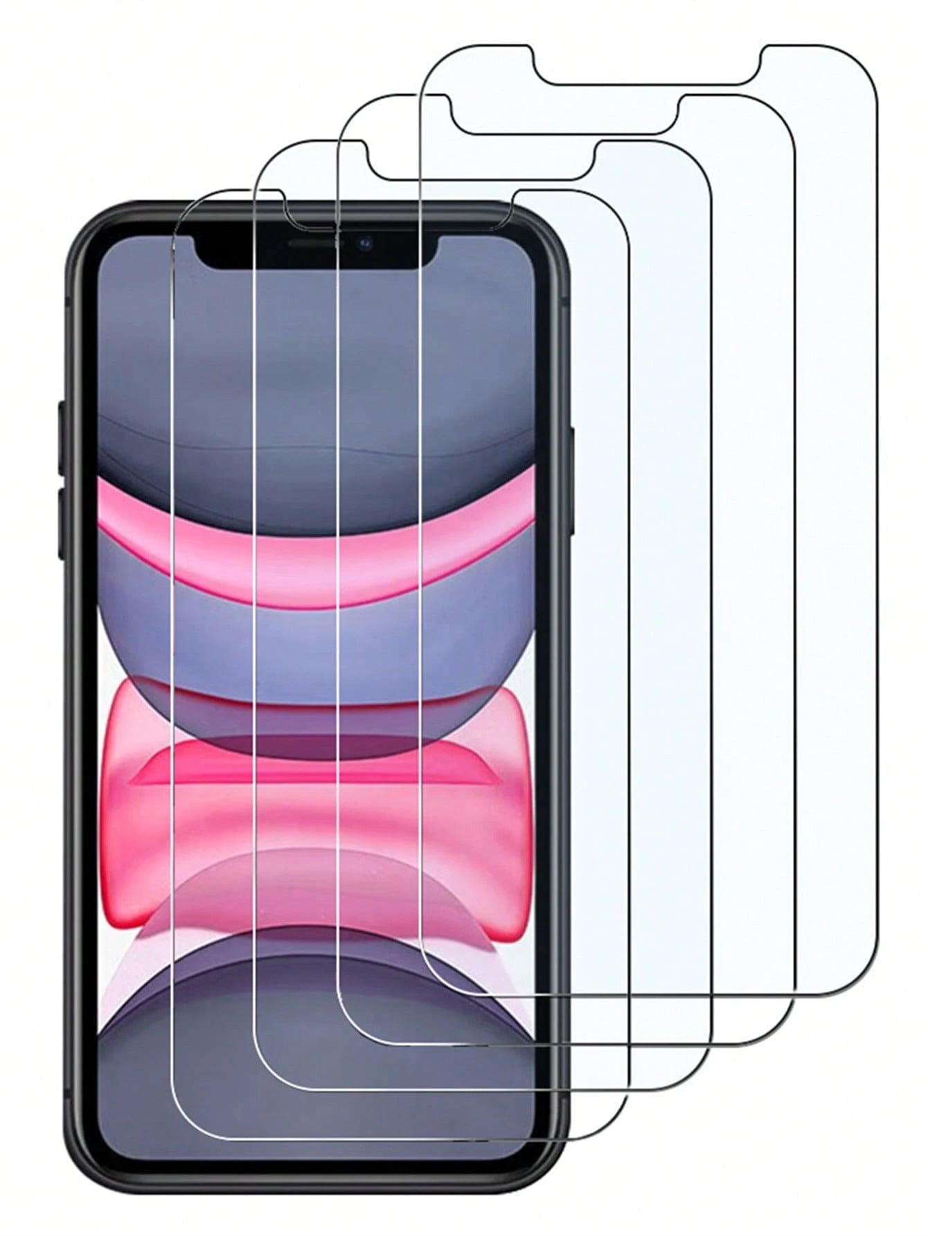 4片装钢化玻璃屏幕保护膜，适用于日常防护、办公、居家使用，防水、防震、防摔、防刮、防指纹，全覆盖 - 無色 - 查看 1