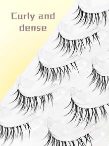 5 Pairs Cartoon Fairy Lashes, Natural Transparent & Lightweight, Volumizing & Lengthening, 6-12mm Mixed Size, Transparent Stem, Soft & Natural, Suitable For K-Pop Idol Makeup, DIY At Home, Great For Halloween