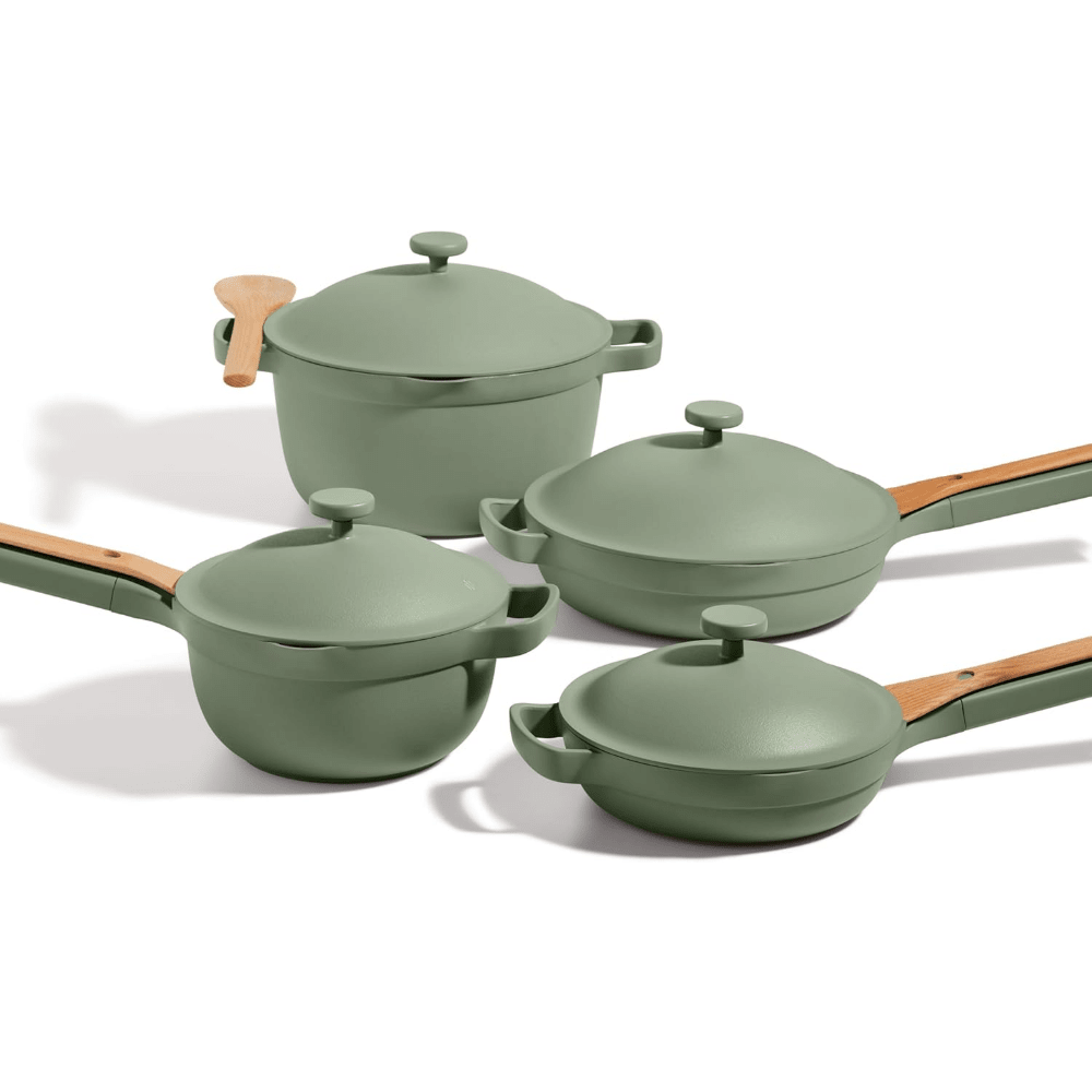 Cookware Set - 13-Piece Kit Including The , Perfect Pot And Spatulas | Multifunctional, Toxin-Free Nonstick | Heat Safe Up To 450°F | Oven, Stove, Induction Compatible | Sage