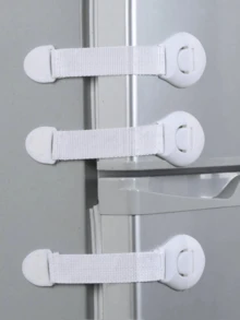 4/6/10pcs Belt Cabinet Lock, White Plastic Protection Drawer Lock, Home Use