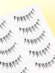 5 Pairs Cartoon Fairy Lashes, Natural Transparent & Lightweight, Volumizing & Lengthening, 6-12mm Mixed Size, Transparent Stem, Soft & Natural, Suitable For K-Pop Idol Makeup, DIY At Home, Great For Halloween