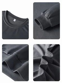 Áo sweatshirt nữ cổ tròn in chữ, kiểu dáng rộng rãi, thoải mái, phù hợp cho cả đi nghỉ mát và các dịp lễ hội, thời trang thu đông. - màu đen - Xem 2