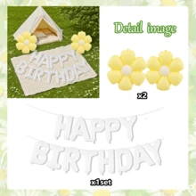 白色生日字母氣球橫幅 雛菊氣球 雛菊聚酯箔氣球 附「Happy Birthday」文字，適合成人活動、拍照道具與簽到拍照、生日派對裝飾，易於組裝，歡樂設計，鋁箔氣球，慶典裝飾，畢業場合必備 - 彩色 - 查看 17