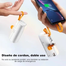 Mini Power Bank Pila Batería Recargable Carga Rápida 5000mah Tipo C y Conector Lightning
