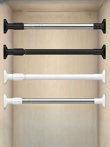 1pc 14.56-20.47in Adjustable Telescopic Curtain Rod, Spray Painted Black, Closet Hanging Rail, Dorm Wardrobe Rod, No Drill Shower Curtain Rod, Adjustable Drying Rack, Horizontal Bar Shelf, Door Curtain Rod, Balcony Curtain Rod Bathroom Decor