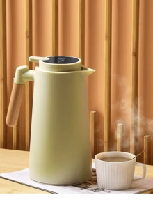 Garrafa Térmica Termômetro Digital 1L Café Chá Nórdica Com Cabo De Madeira - Aleatório - Visão 4