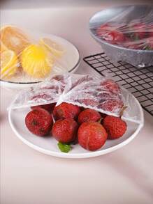 1 pachet/3 pachete Folie de plastic de dimensiuni mari, capac pentru alimente îngroșat de unică folosință, fără rupere, potrivit pentru tăvi de fructe, farfurii, boluri și pungi de conservare pentru vase.