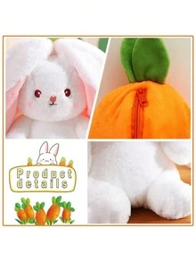 قطعة واحدة دمية ناعمة قابلة للتحويل إلى 3 أشكال مختلفة، دمية أرنب قابلة للعكس، هدية مثالية لجميع الأعمار، للأولاد والبنات. تعزز القدرة التفاعلية، مناسبة لهدايا أعياد الميلاد والمناسبات.