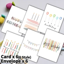 6 بطاقات تهنئة عيد ميلاد مع أظرفة، بطاقات هدايا عيد ميلاد فريدة مناسبة للعائلة والأصدقاء والزملاء، بطاقات ديكور هدايا عيد الميلاد