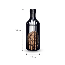 Wine Bottle Cork Holder Lacquered MDF Decoration - Svart - Visa 5