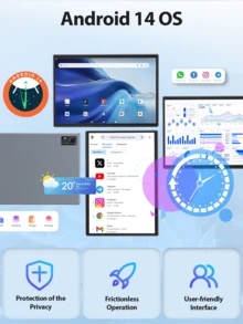 Relndoo 10.1 Inch Android Tablet, Android 14 Tablets, 16GB RAM+128GB ROM, Octa-Core Processor, Supports 1TB SD Expansion, 802.11n Wifi 2.4G/5G Wireless, 5MP+8MP Dual Camera, 6000mAh Battery, 1280*800 IPS HD Screen, Tablet PC With Leather Case, Mouse, Stylus, Keyboard, Protective Film, Cable (No Adapter)-PINK - Hồng - Xem 3