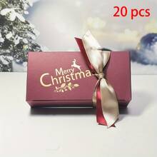 5/10/20pcs Christmas Candy Gift Boxes With Ribbon, Festive Paper Treat Containers For Holiday Favors, Xmas Party Decorations, Anniversary Gifts – Elegant Seasonal Packaging For Cookies And Sweets
