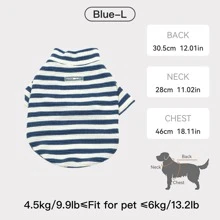 1 件条纹弹性柔软宠物毛衣，适合春、夏、秋、冬，适合中小型犬，有灰色、绿色、蓝色可选