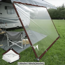 Wasserdichter Stoff, strapazierfähige, aufgewertete Kanten für Wohnmobil-Seitenmarkise, Outdoor-Camping-Reiseessentiell, Wohnmobil, Balkon, Garten, Gartenmöbel-Staubschutz, Pflanzentreibhaus - Transparentes wasserdichtes Tuch - Übersicht 10