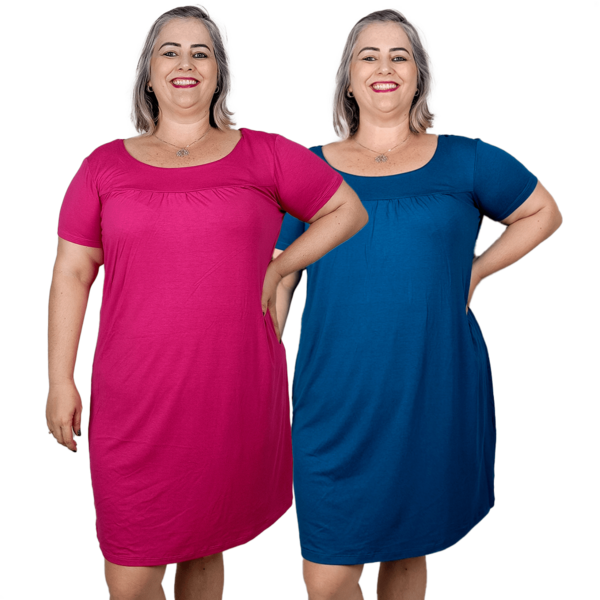 Kit 2 Vestidos Femininos Plus Size Midi Moda Evangélica Gospel