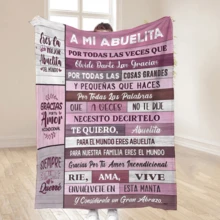 1 pieza Manta de forro polar con cita de abuela en español, suave y cómoda, accesorio de hogar para otoño/invierno, manta de tiro, 100% poliéster, 3 opciones de tamaño, adecuada para adolescentes, adultos, sofá, cama, coche, siesta en la oficina, actividades al aire libre, regalo perfecto para la abuela en Acción de Gracias, Navidad, cumpleaños