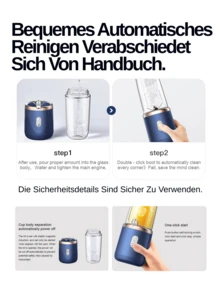 LEVIATECH 1 Stück 400ml kabelloser tragbarer elektrischer Entsafter Mixer, USB aufladbarer Mini Frucht Saft Mixer mit 6 Klingen und doppelten Bechern, Multifunktions Entsafter Mixer, geeignet für Zuhause oder Outdoor Küche Lebensmittelverarbeitung, hervorragend zum Extrahieren von Gemüse, Obst und Smoothies zubereiten. - Verschiedenfarbig - Übersicht 11