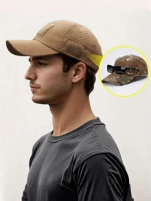 1顶军用迷彩棒球帽 - 透气战术帽,带魔术贴和眼镜槽,新款男士迷彩棒球帽,透气遮阳帽,适合户外运动、狩猎、徒步、露营、海滩、钓鱼(帽子图案随机,因为整块面料是裁剪的) - 彩色 - 查看 3