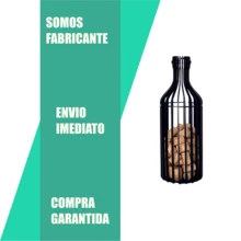 Wine Bottle Cork Holder Lacquered MDF Decoration - Svart - Visa 6