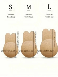 2pcs Reusable Rabbit Ear Nipple Cover Lifting Silicone Invisible Sticky Bra Pad For Sports Push-Up Plank Workout - Beige - View 3