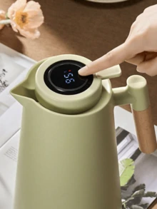 Garrafa Térmica Termômetro Digital 1L Café Chá Nórdica Com Cabo De Madeira - Aleatório - Visão 2