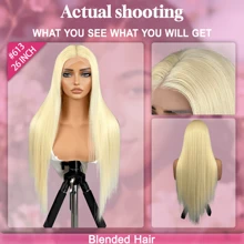 613 Blonde Straight Wig 13x4 Lace Front Wig Human Blended Hair Straight Blonde Lace Front Wigs HD Transparent Lace 200% Density Pre Plucked With Baby Hair Brazilian Virgin Hair Glueless Bone Straight Wigs Halloween Wigs For Women Daily Wear And Cosplay Use - S613 - View 3