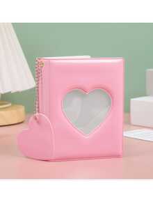 3英寸心形镂空镜面相册，偶像粉丝收藏册，用于存放照片、小卡片、电影票、名片 - 白色 - 查看 6