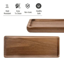 4 khay gỗ cổ điển, khay trưng bày đa năng, khay trang trí mọi mùa, đĩa đựng thức ăn cắm trại ngoài trời đựng phô mai, món tráng miệng, trái cây và đồ ăn nhẹ, thích hợp cho gia đình, nhà bếp, nhà hàng, khay đựng thực phẩm bền tự nhiên an toàn - màu nâu - Xem 11