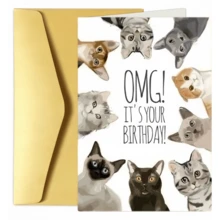 Charming Cat-Themed Birthday Card - Perfect Gift For Cat Lovers, Friends & Family, High-Quality Paper Greeting Card