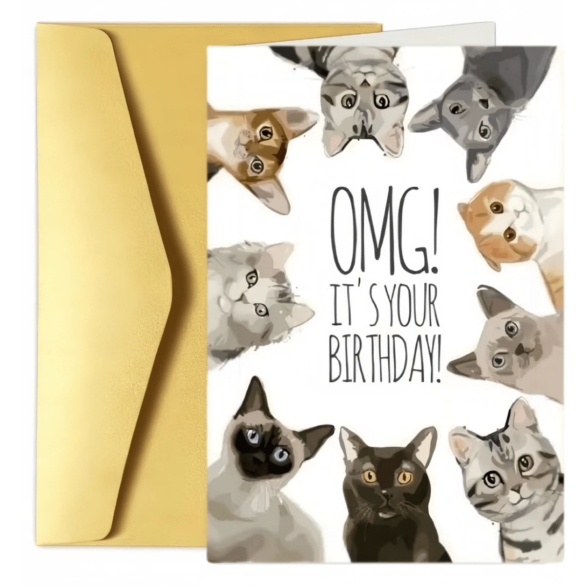 Charming Cat-Themed Birthday Card - Perfect Gift For Cat Lovers, Friends & Family, High-Quality Paper Greeting Card