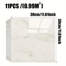 11 pezzi 0,9 m² Piastrelle adesive in marmo grigio scuro - Pannelli murali autoadesivi impermeabili in alluminio-plastica per ristrutturazione e decorazione, ideali per San Valentino, matrimoni e compleanni