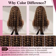 28/30英寸巴西原生人发混纺深水波纹蕾丝前假发，180%密度，透明高清13x4/13x6蕾丝前假发，4/27挑染蜂蜜金卷发，含纤维，Remy材质，适合女性日常、派对、婚礼等场合。