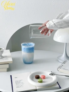 1 pieza Taza de vidrio borosilicato creativa, taza transparente simple para café o leche, botella de agua, lonchera, decoración - transparente - Ver 5