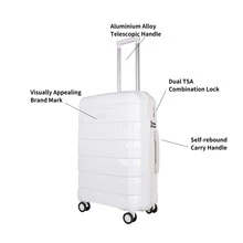 JLY Lightweight Polypropylene Luggage Set – 3 Sizes For Every Journey | Spinner Wheels, TSA Lock, Shock-Resistant Shell - White - View 3