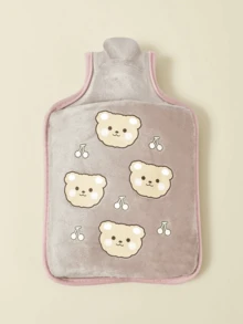 1个1000ml/33.8oz注水式热水袋，PVC材质，防爆，防烫暖手宝，毛绒可爱热水袋，可拆洗 - 彩色 - 查看 15