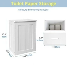 Royalswill Bathroom Storage Cabinet Ultra-Thin Design, Toilet Paper Storage Rack, Waterproof Wooden Storage Rack, Scandinavian Style Multifunctional Toilet Shelf - White-cabinet - View 2