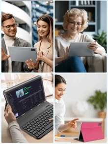 Relndoo 10.1 Inch Android Tablet, Android 14 Tablets, 16GB RAM+128GB ROM, Octa-Core Processor, Supports 1TB SD Expansion, 802.11n Wifi 2.4G/5G Wireless, 5MP+8MP Dual Camera, 6000mAh Battery, 1280*800 IPS HD Screen, Tablet PC With Leather Case, Mouse, Stylus, Keyboard, Protective Film, Cable (No Adapter)-PINK - Hồng - Xem 8