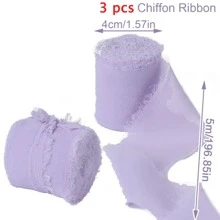 4/3/2/1 Rolls Light Purple, Gradient Purple Handmade Chiffon Silk Ribbon Fringe 4cm X 5m Frayed Edges Ribbons For Wedding Invitations, Bridal Bouquets, Gifts Wrapping Crafts, Holiday Decorations,Valentine's Day Party Supplies, Bouquet Wrapping