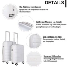 JLY Lightweight Polypropylene Luggage Set – 3 Sizes For Every Journey | Spinner Wheels, TSA Lock, Shock-Resistant Shell - White - View 4