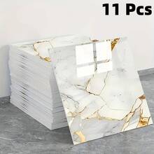 11pcs/0.9㎡ Dark Grey Marble Pattern Peel And Stick Tile Stickers - Waterproof Aluminum Composite Wall Panels, Suitable For Renovation And Decoration, Ideal For Valentine's Day, Wedding And Birthday Decor - Dark Grey - View 6