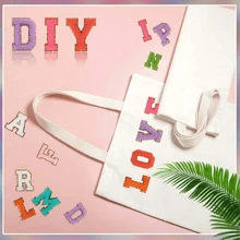 Letras parche autoadhesivas en color rosa pálido, 26 letras A-Z, parches con forma de animal, parches adhesivos o para coser, decoración para chaquetas vaqueras, mochilas