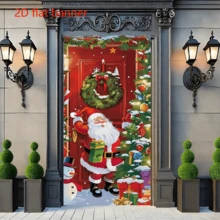 Pancarta plana 2D de Navidad, Papá Noel entregando regalos, árbol de Navidad, fondo de muñeco de nieve, decoración para fiesta navideña