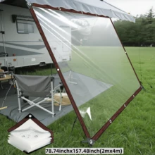 Wasserdichter Stoff, strapazierfähige, aufgewertete Kanten für Wohnmobil-Seitenmarkise, Outdoor-Camping-Reiseessentiell, Wohnmobil, Balkon, Garten, Gartenmöbel-Staubschutz, Pflanzentreibhaus - Transparentes wasserdichtes Tuch - Übersicht 13