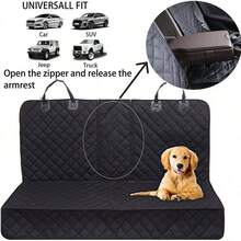 Dog Car Seat Cover, Dog Back Seat Cover Pet Car Seat Protection Waterproof Bench Car Seat Cover, Non-Slip Seat Cover Fits Middle Armrest Of Most Cars Trucks SUVsCWD-00021 - 黑色 - 查看 4