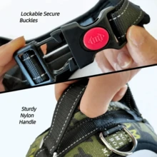 Colete com Pega Coleira Peitoral Para Cachorro Cães Médios Grande Refletivas Ajustáveis De Estimação - Caqui - Visão 7