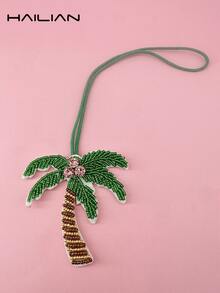 HAILIAN Beaded Coconut Tree Pendant, Featuring Strung Coconut Tree, Pearls, And Fruit-Laden Coconut Tree, Symbolizing Resilience And Vitality. Can Be Used As Bag Charm, Car Key Chain, Or Small Gift For Family, Friends On Birthdays, Holidays, Back To School Occasions. Materials: Beads, Inlaid Pearls, Handcrafted - Multicolor - View 14