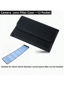 3-Pocket Camera Lens Filter Case - Fits 25mm To 77mm Filters, Polyester, Ideal For Photography Enthusiasts, Carry Case Bag Pouch